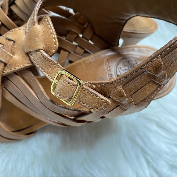 Tory Burch Boho Leather Woven Heels Size 7.5 - Picture 9 of 10